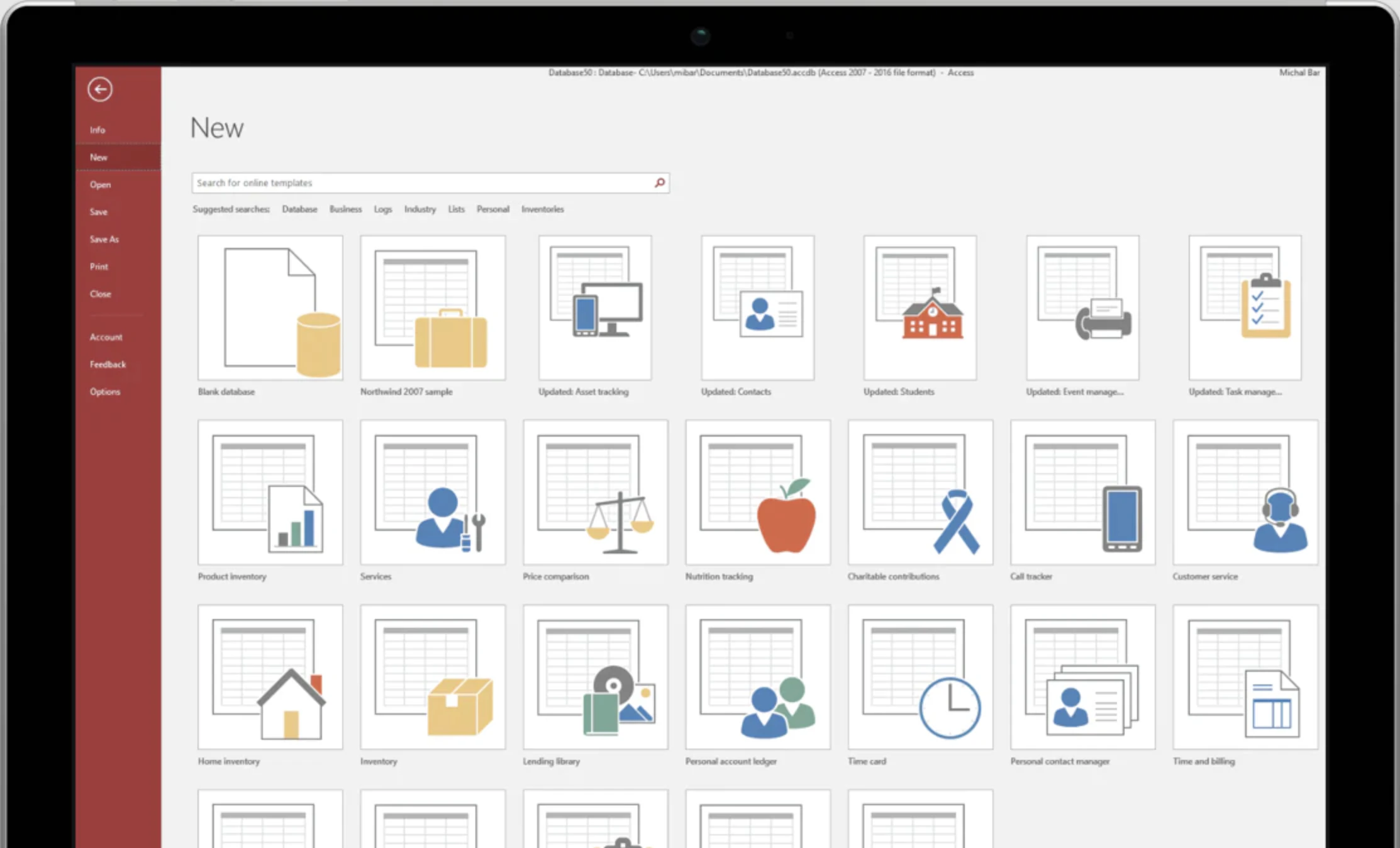 screenshot of Microsoft Access
